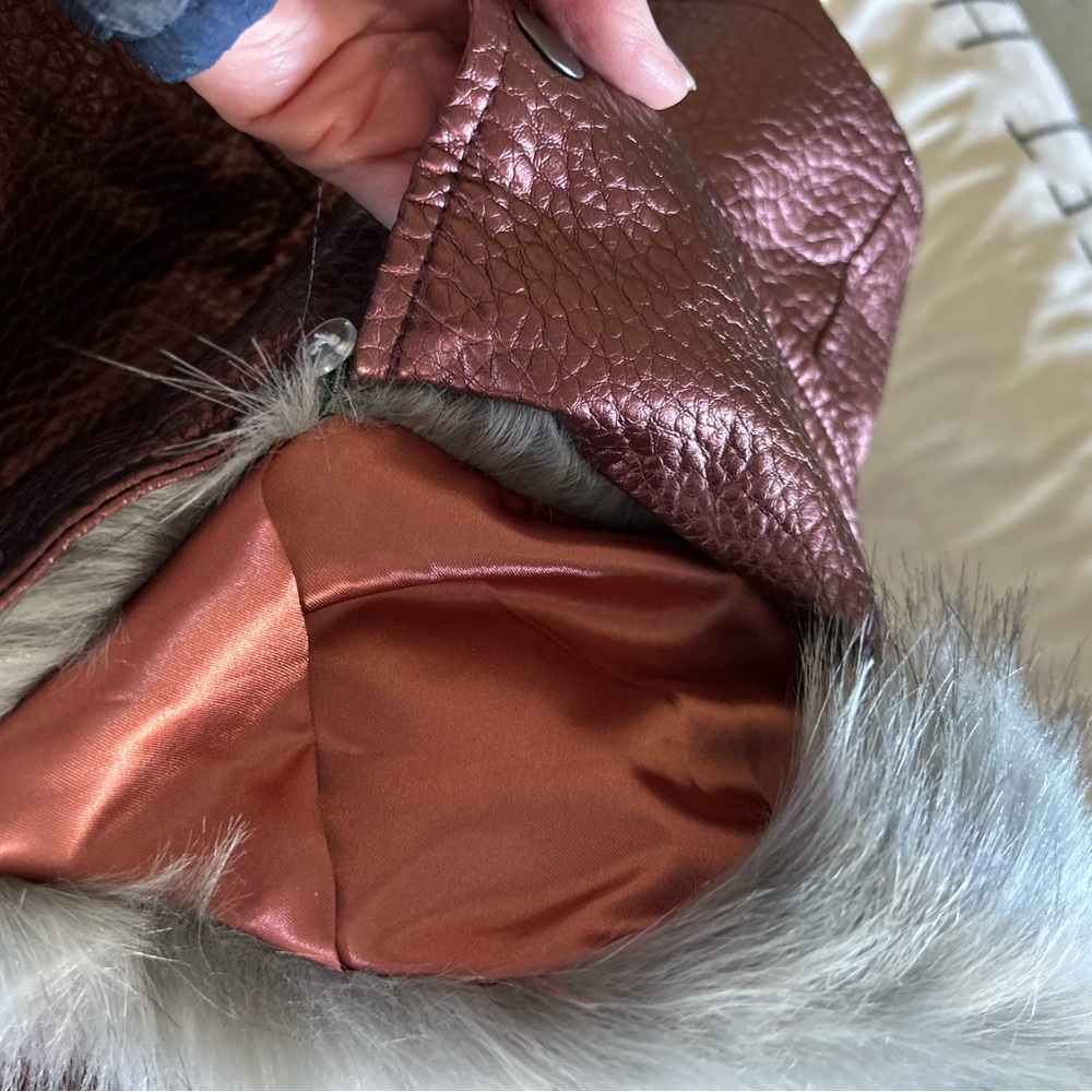 BlankNYC Vegan Faux Leather fur removable collar Jacket Size S - Picture 9 of 9